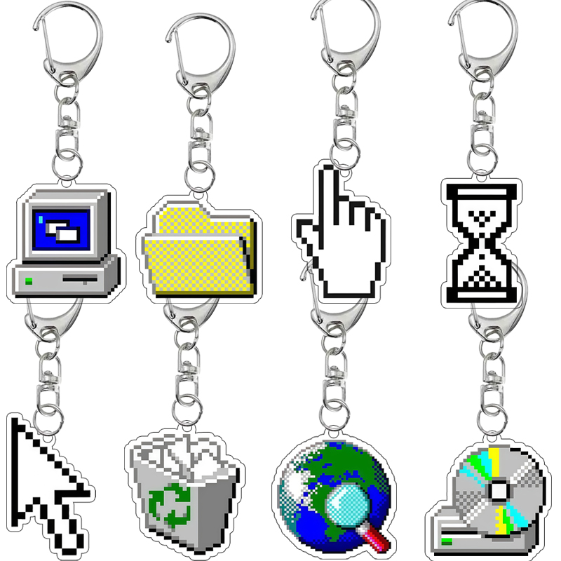 Tech Accessories Icon - Gantungan Kunci Akrilik Bergaya Retro Pixel