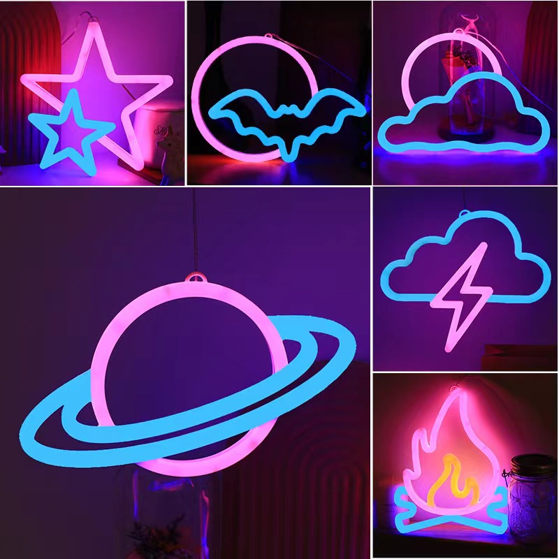 Tech Room Accessories - Gamepad Fire Moon Star lampu Neon