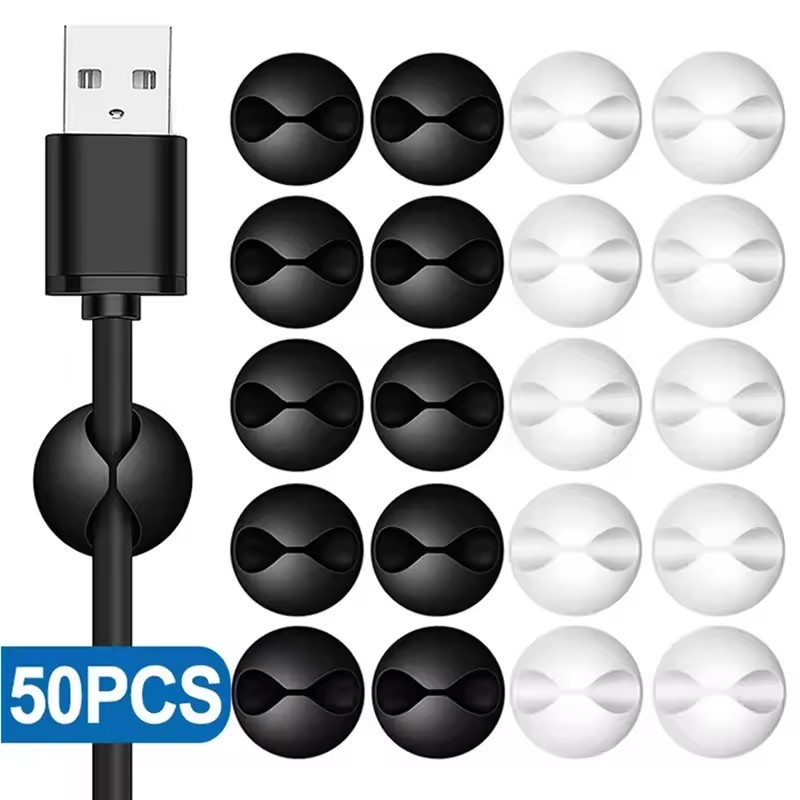 5/50 Buah Klip Kabel Dinding D - Desk Cable Clip ulasan dan harga